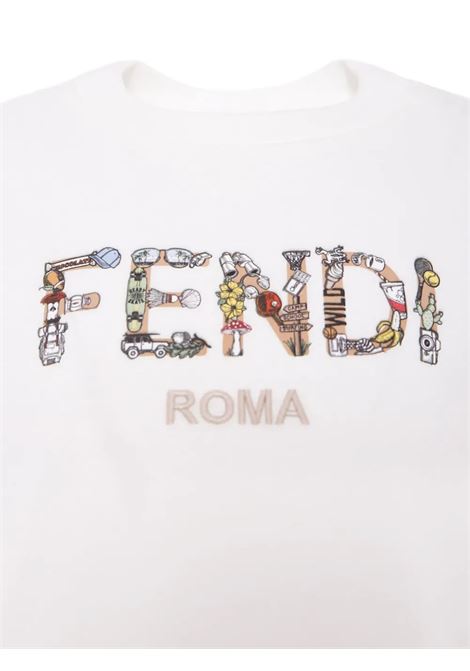 T-Shirt Bianca Con Stampa Grafica Fendi FENDI KIDS | JMI487-7AJF0TU9
